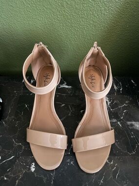 Style & Co. Nude Patent Ankle-Strap Block Heel Sandals